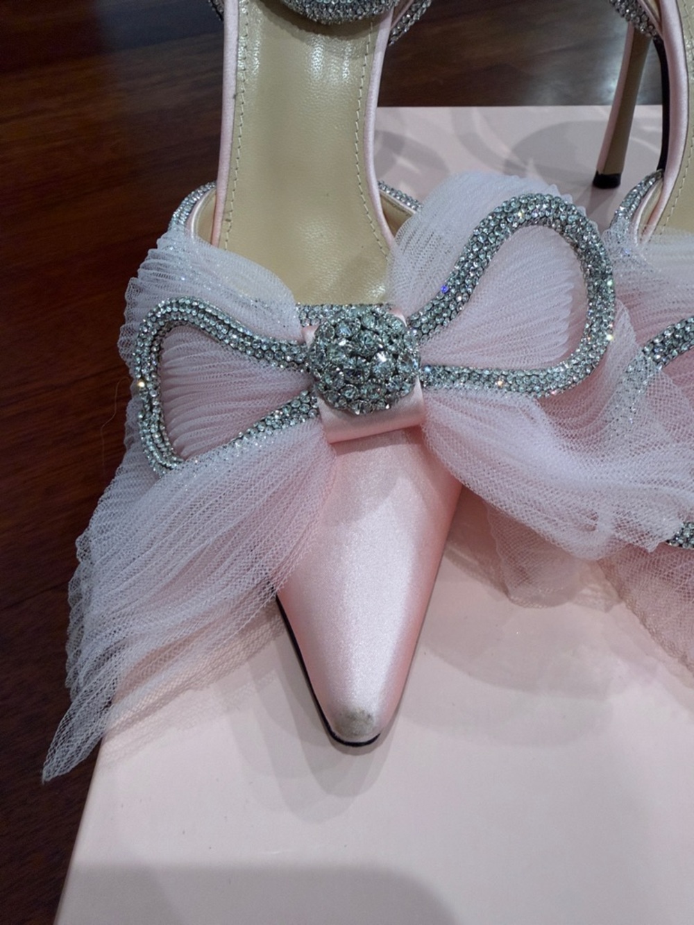 Mach & Mach Pink Satin Bow Pumps - Picture 3 of 7